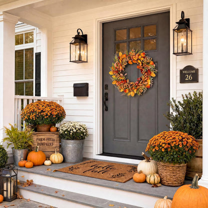 22" Fall Wreath for Front Door Pumpkin Artificial Wall Decor Autumn