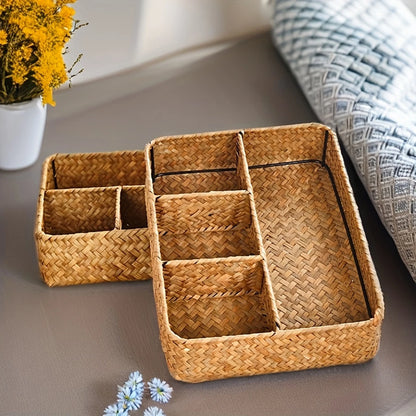 Woven Willow Storage Basket — Four Compartments
