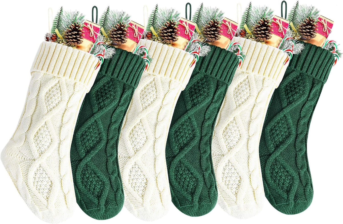 Pack 6,18" Unique Burgundy Knit Christmas Stockings, Style2