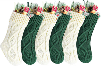 Pack 6,18" Unique Burgundy Knit Christmas Stockings, Style2