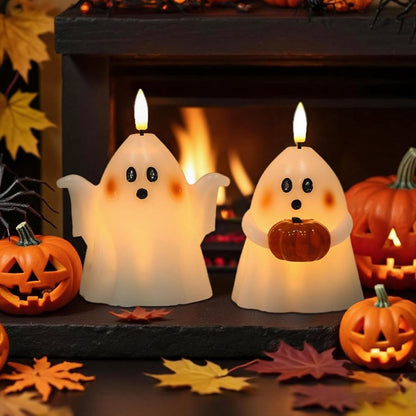 Ghost Halloween Flameless Candles Battery Operated with 6H Timer