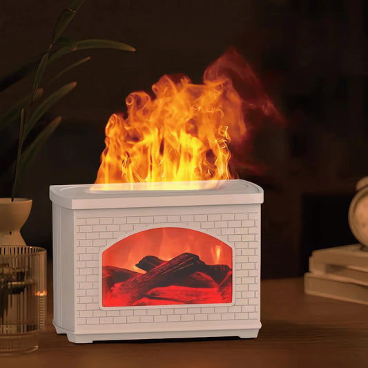 New Simulated Fireplace Air Humidifier Flame Effect Aroma Oil Diffuser Home Aromatherapy Humidifiers Mist Sprayer Air Diffuser