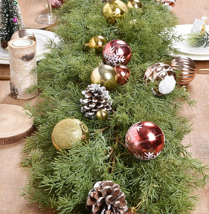6.01Ft Christmas Garland Pine Cypress Artificial Greenery Garland,Artificail Pine Christmas Garland for Holiday Season Mantel Fireplace Table Runner Centerpiece Décor
