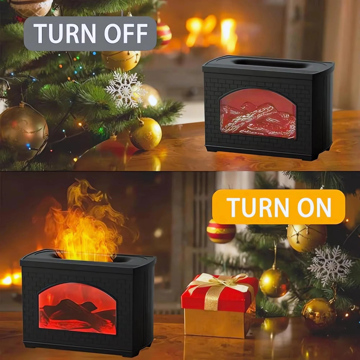 New Simulated Fireplace Air Humidifier Flame Effect Aroma Oil Diffuser Home Aromatherapy Humidifiers Mist Sprayer Air Diffuser
