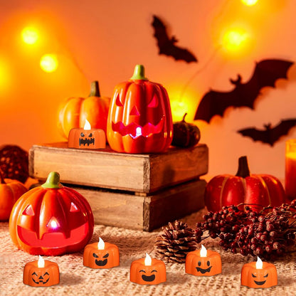 Halloween Small Pumpkin Flameless Tealight Candles with 6H Timer