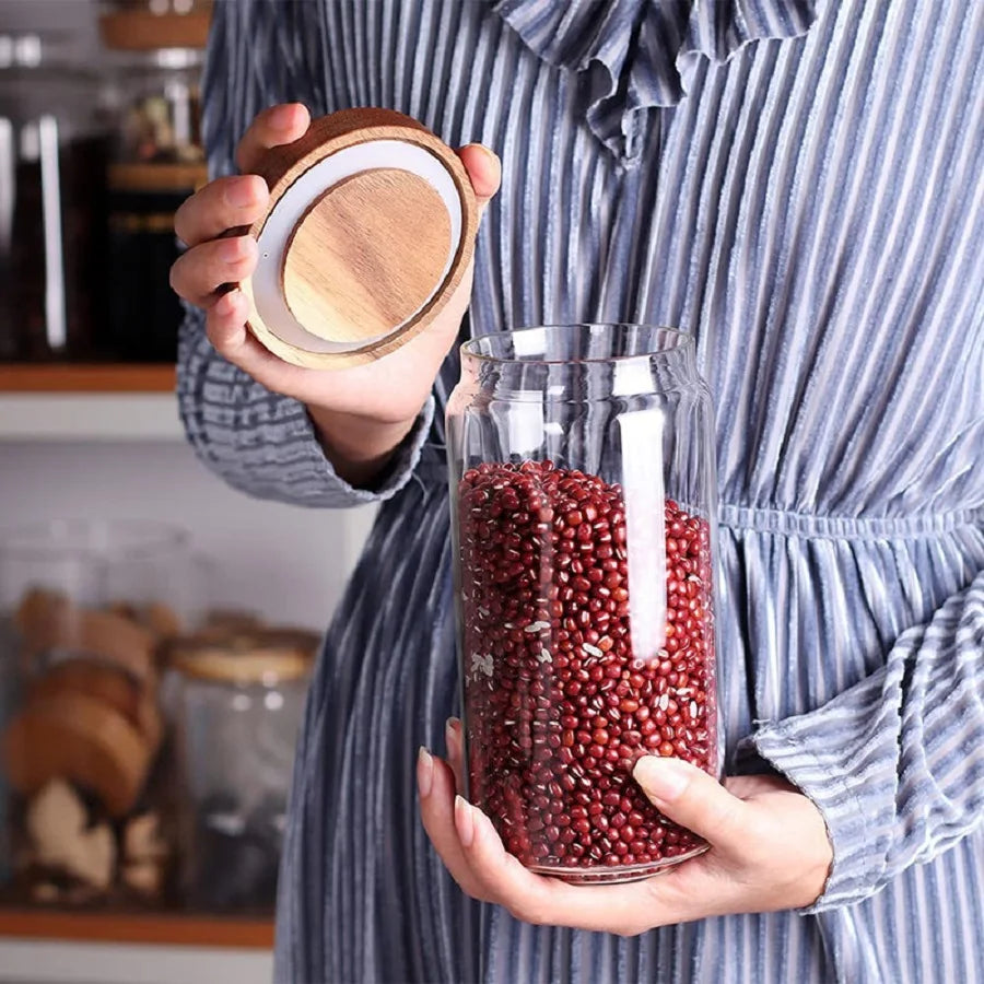 1 PC Small Glass Storage Jars with Airtight Lids