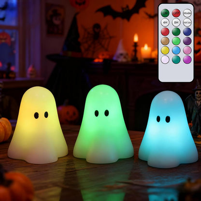 Ghost Halloween Flameless Candles Battery Operated with 6H Timer