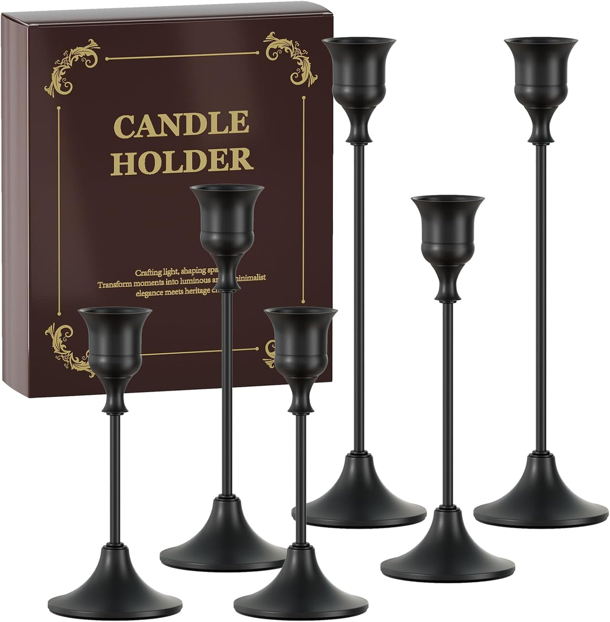 Brass Candle Holders Set of 3, Vintage Metal Candlestick Holders