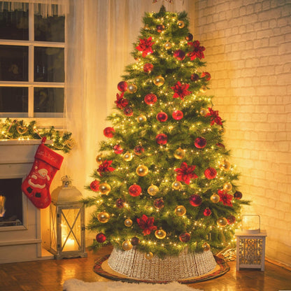 32 in Extra Large Rattan Christmas Tree Collar Basket - Rustic Handcrafted Christmas Tree Stand Cover Woven Tree Skirt Collar Christmas Tree Decoration Farmhouse Indoor Decorations for Home