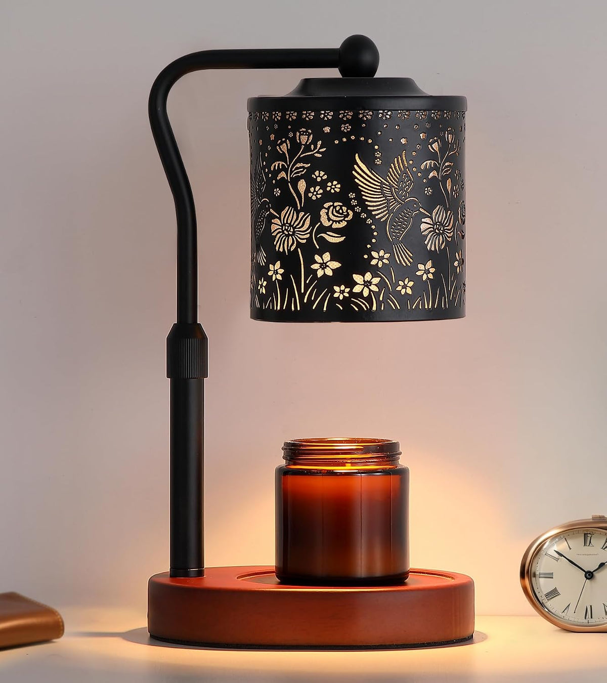 Gold Candle Warmer Lamp for Flower-Shaped Glass,Wax Melt Warmer for Jar Candles,Candle Warmer Lamp with Timer Dimmable, Birthday Mother'S Day Valentines Gifts for Women Mom Sister Wife Bedroom