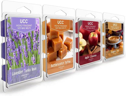 Premium Wax Melts, Fall Variety Fragrance Melts, Scented Soy Wax Melts Cubes, Natural Plant Based Highly Scented Wax Melts Tarts, 4 Pack