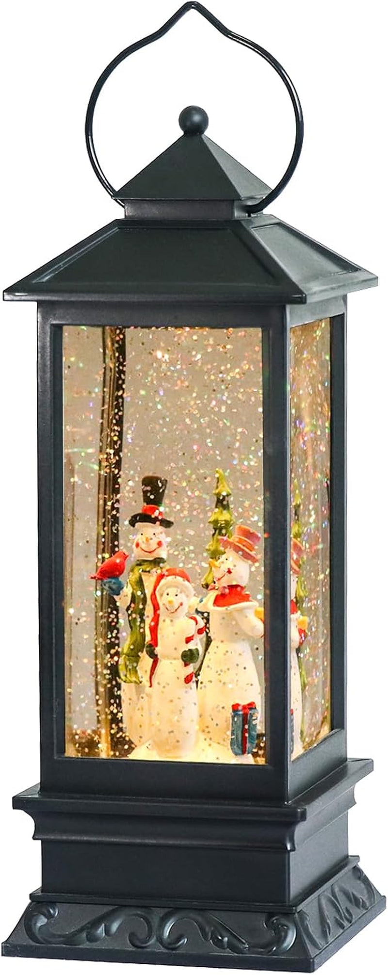 Christmas Snow Globe Lantern with Music, Battery Operated Lighted Swirling Glitter Water Lantern with Timer for Christmas Home Decoration, Santa