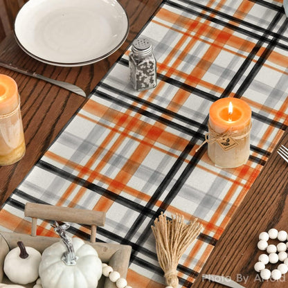 Plaid Fall Table Runner 13X108 Inch