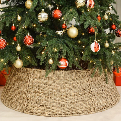 32 in Extra Large Rattan Christmas Tree Collar Basket - Rustic Handcrafted Christmas Tree Stand Cover Woven Tree Skirt Collar Christmas Tree Decoration Farmhouse Indoor Decorations for Home