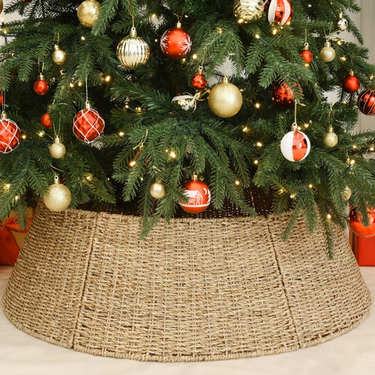 32 in Extra Large Rattan Christmas Tree Collar Basket - Rustic Handcrafted Christmas Tree Stand Cover Woven Tree Skirt Collar Christmas Tree Decoration Farmhouse Indoor Decorations for Home