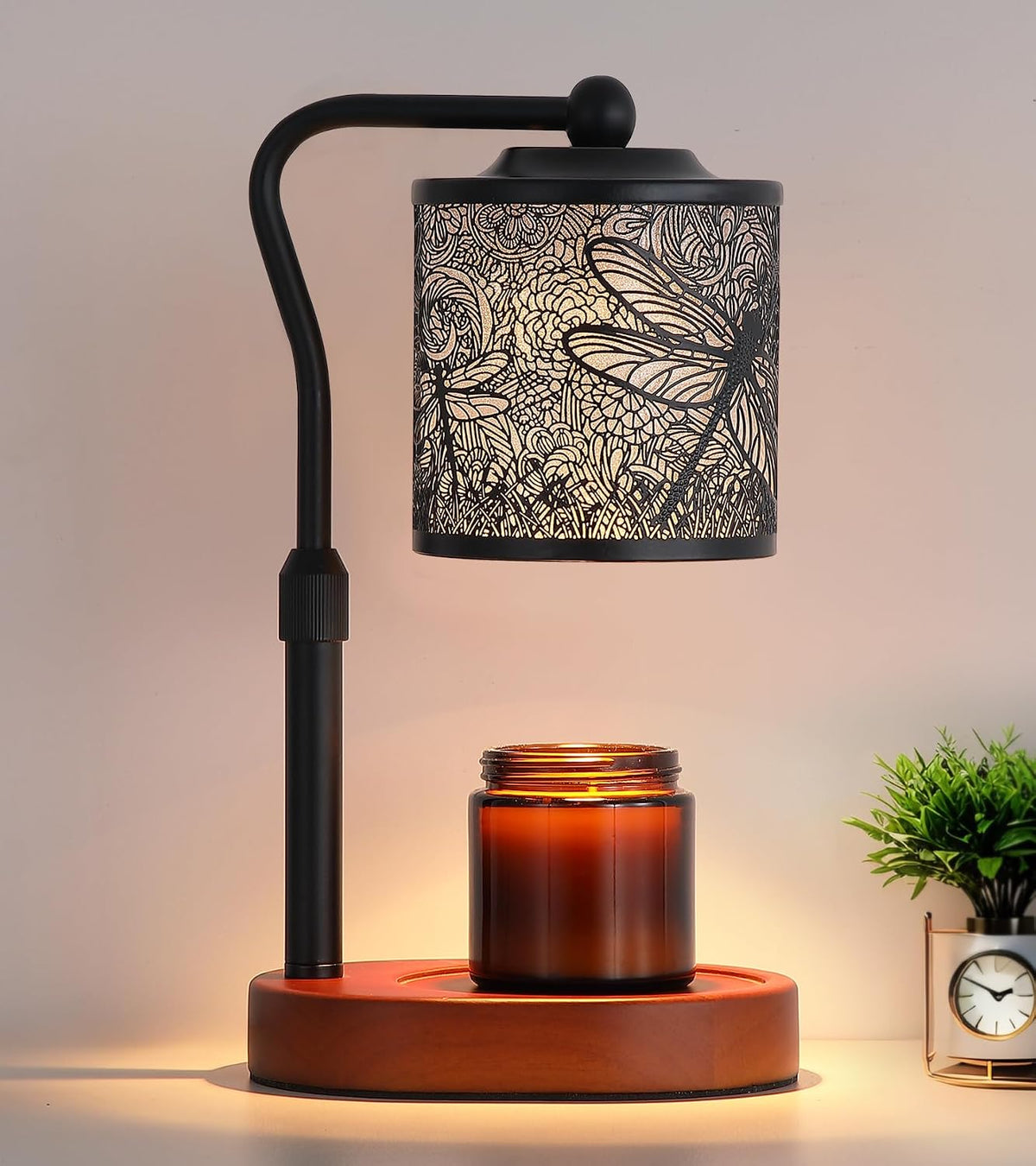 Gold Candle Warmer Lamp for Flower-Shaped Glass,Wax Melt Warmer for Jar Candles,Candle Warmer Lamp with Timer Dimmable, Birthday Mother'S Day Valentines Gifts for Women Mom Sister Wife Bedroom