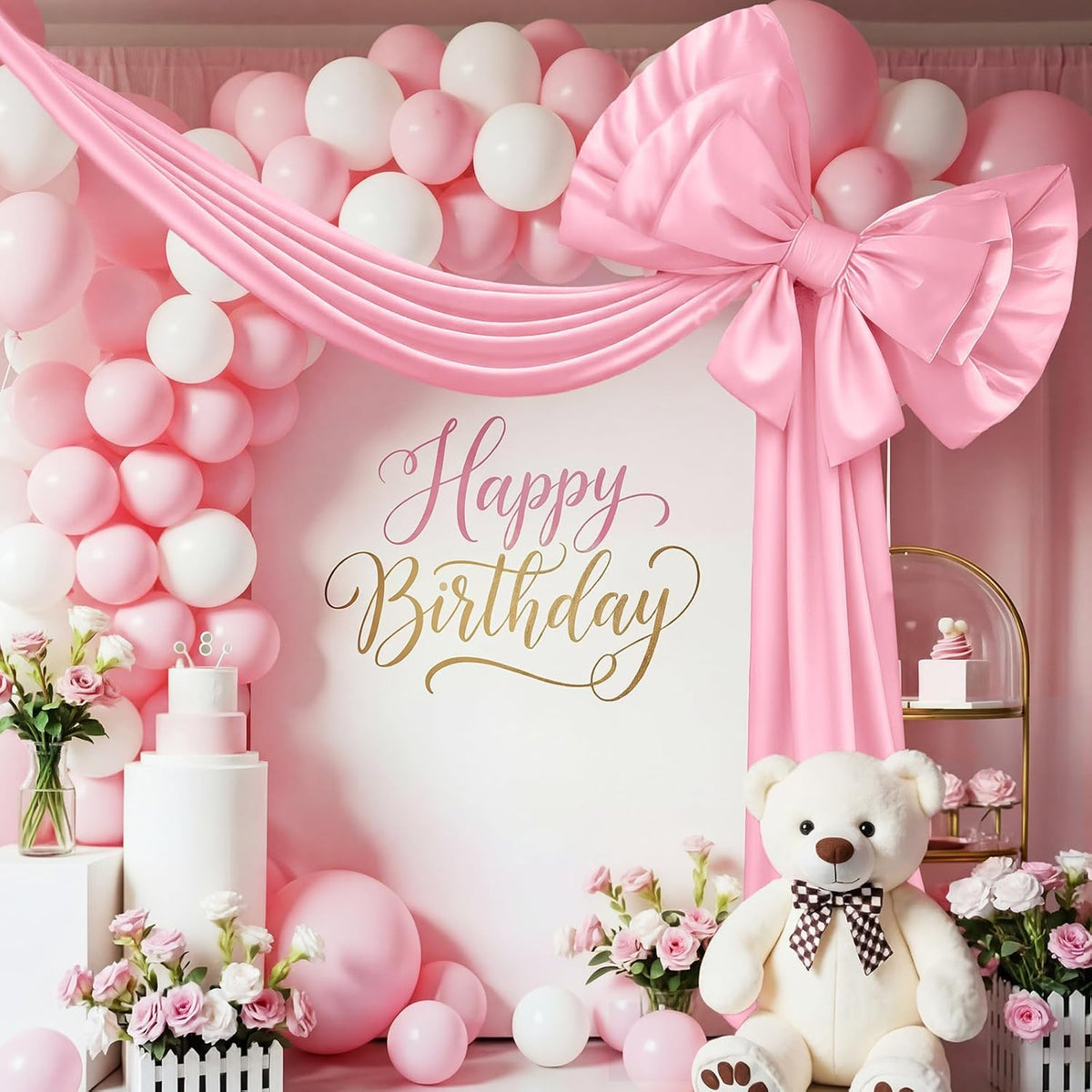 55 X 118 Inch Giant Pink Christmas Bow Outdoor Decor