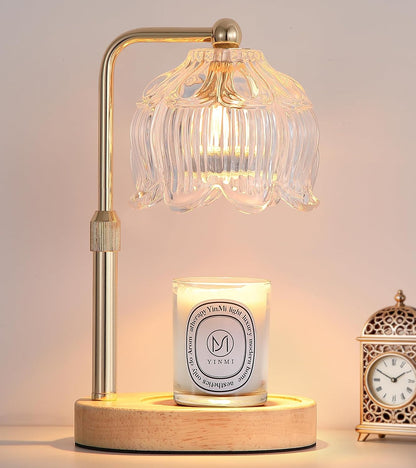 Flower Glass Candle Warmer Lamp, Dimmable with Timer