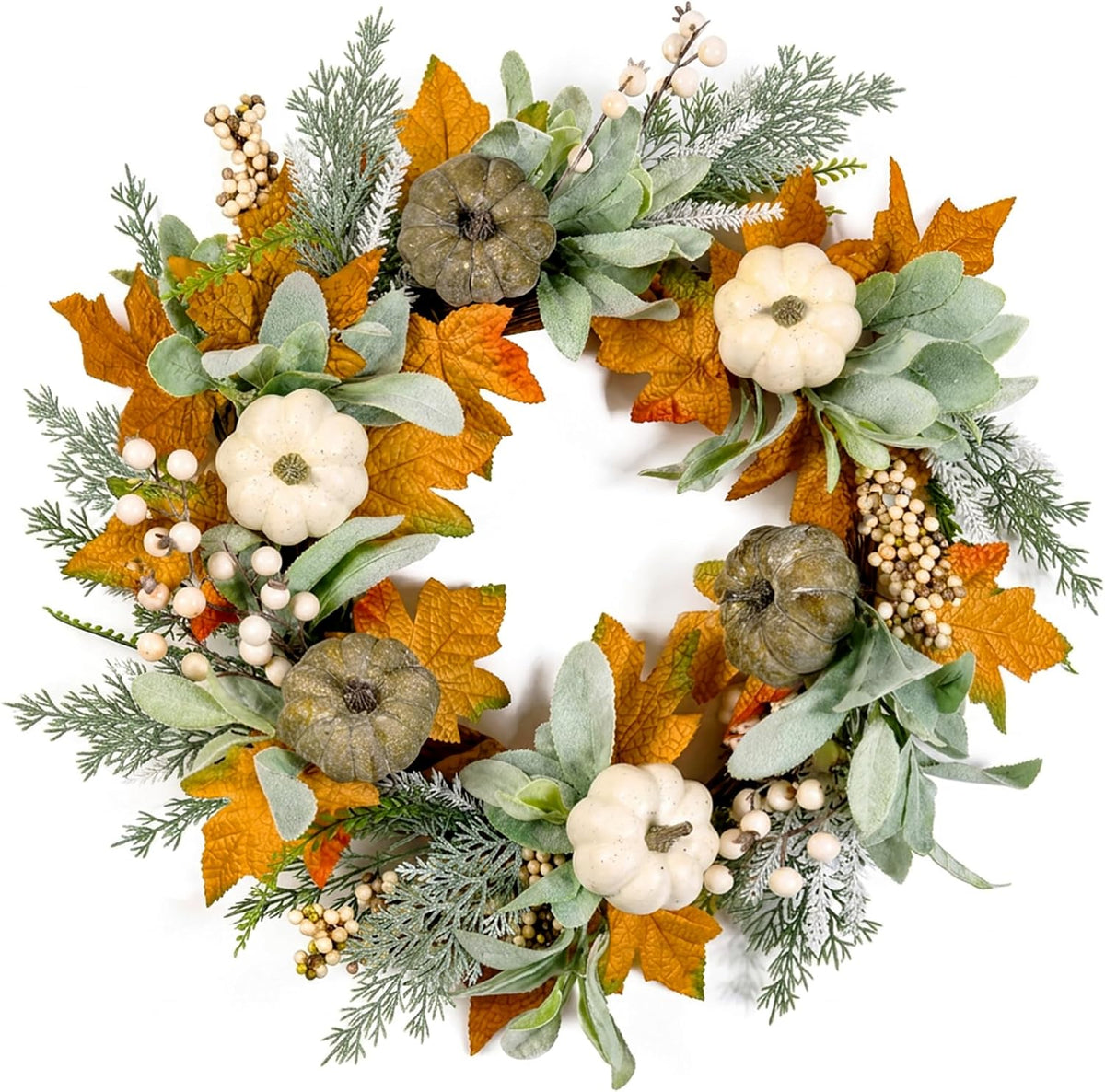 22" Fall Wreath for Front Door Pumpkin Artificial Wall Decor Autumn