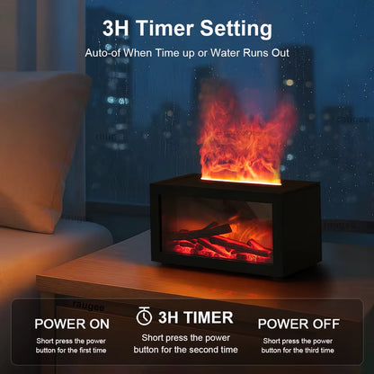 Air Aroma Humidifier Essential Oil Diffuser Mini Fireplace Flame Humidifier Home Aromatherapy Fragrance Diffuser with LED Night