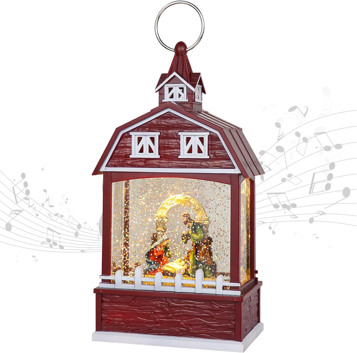 Santa Claus Red Musical Snow Globe Lantern with 6H Timer