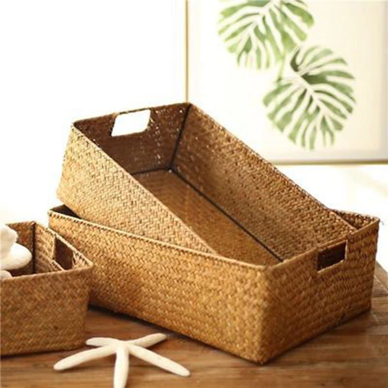 Handwoven Seagrass Basket — Fruit, Bread & Blankets