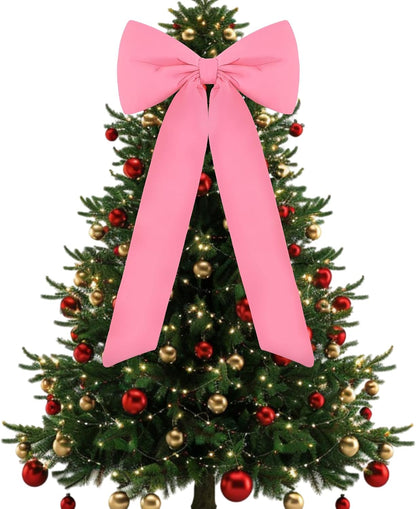 Large Christmas Tree Topper Bow Ornament 15X30 Inch(Red)