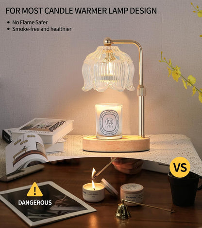 Gold Candle Warmer Lamp for Flower-Shaped Glass,Wax Melt Warmer for Jar Candles,Candle Warmer Lamp with Timer Dimmable, Birthday Mother'S Day Valentines Gifts for Women Mom Sister Wife Bedroom