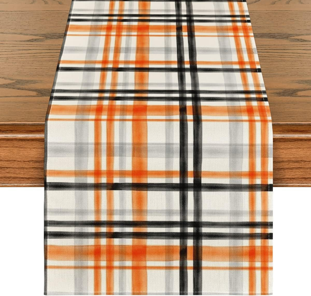 Plaid Fall Table Runner 13X108 Inch