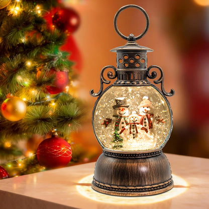 Snow Globe Lantern, 9" snowman