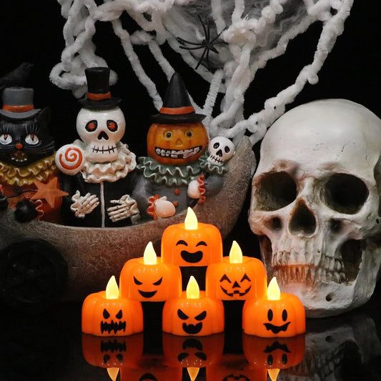 Halloween Small Pumpkin Flameless Tealight Candles with 6H Timer