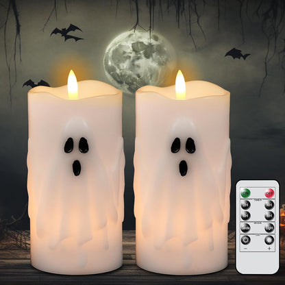 Ghost Halloween Flameless Candles Battery Operated with 6H Timer