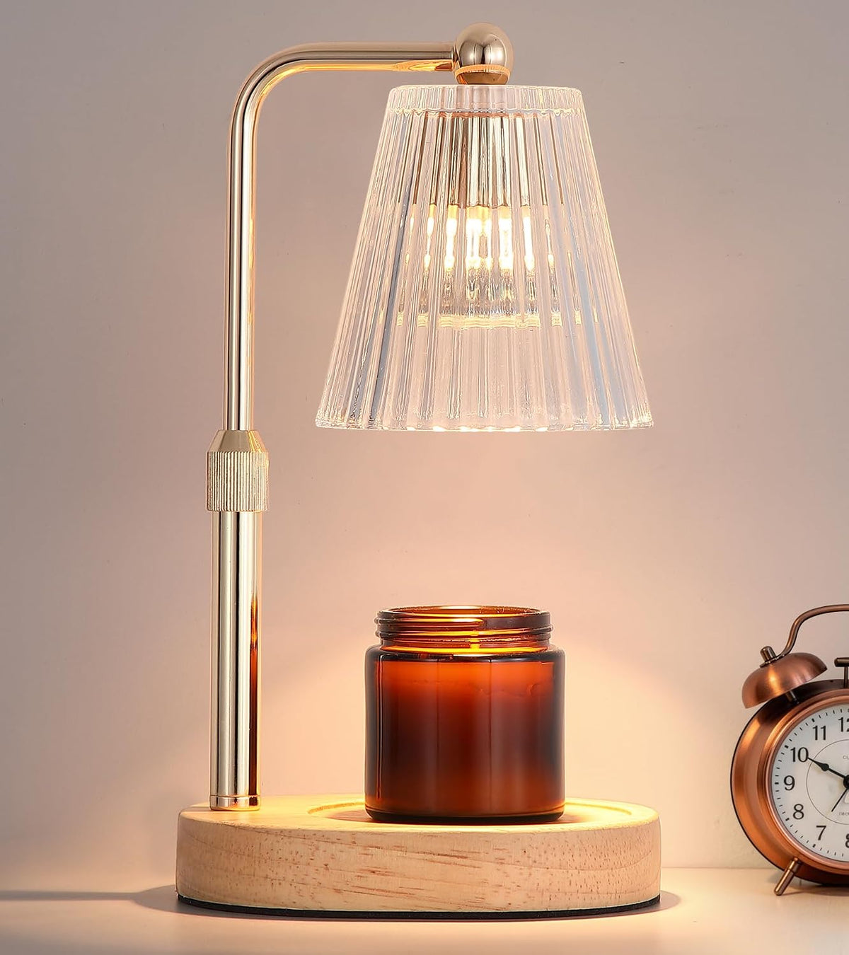 Gold Candle Warmer Lamp for Flower-Shaped Glass,Wax Melt Warmer for Jar Candles,Candle Warmer Lamp with Timer Dimmable, Birthday Mother'S Day Valentines Gifts for Women Mom Sister Wife Bedroom