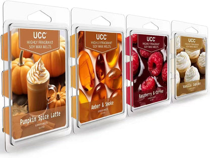 Premium Wax Melts, Fall Variety Fragrance Melts, Scented Soy Wax Melts Cubes, Natural Plant Based Highly Scented Wax Melts Tarts, 4 Pack
