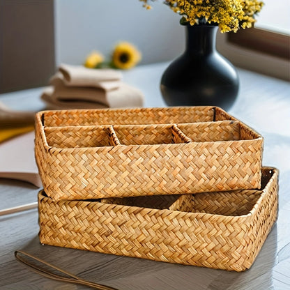 Woven Willow Storage Basket — Four Compartments