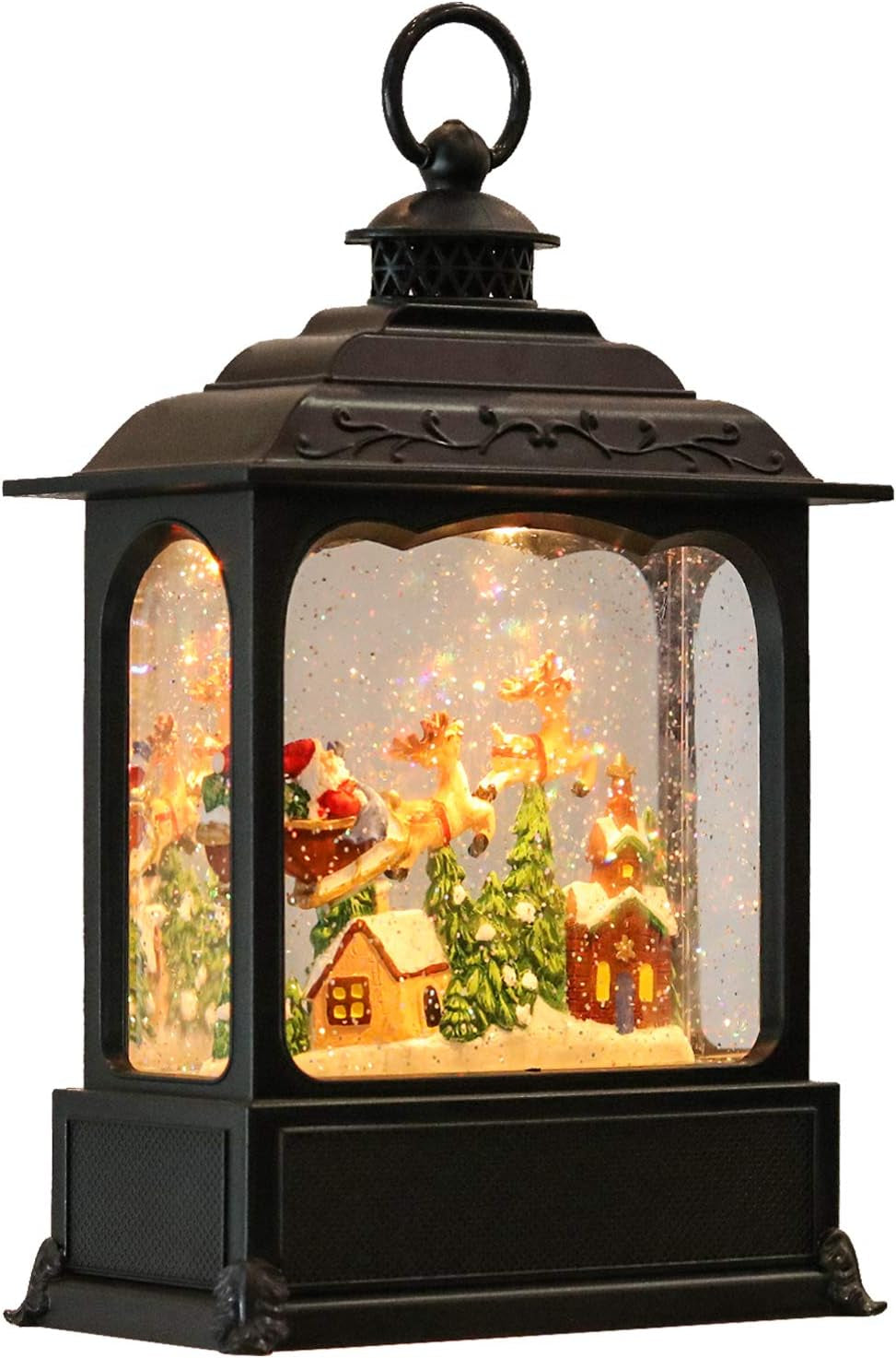 Santa Claus Red Musical Snow Globe Lantern with 6H Timer