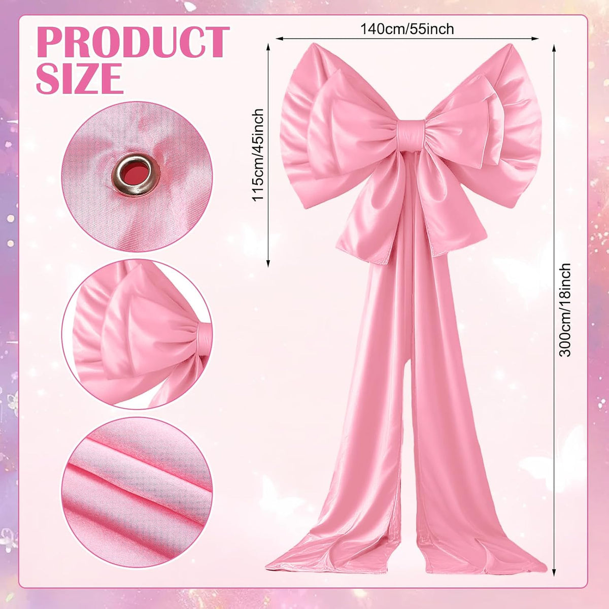 55 X 118 Inch Giant Pink Christmas Bow Outdoor Decor