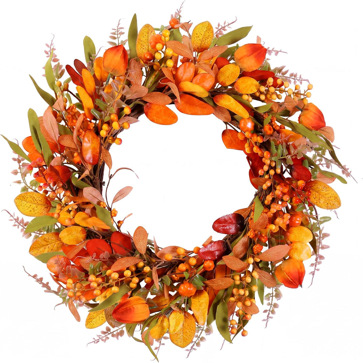 Fall Pumpkin Wreath for Front Door — 20" or 22"