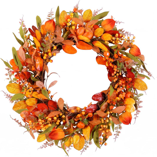 Fall Pumpkin Wreath for Front Door — 20" or 22"