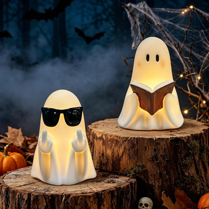 Ghost Halloween Flameless Candles Battery Operated with 6H Timer