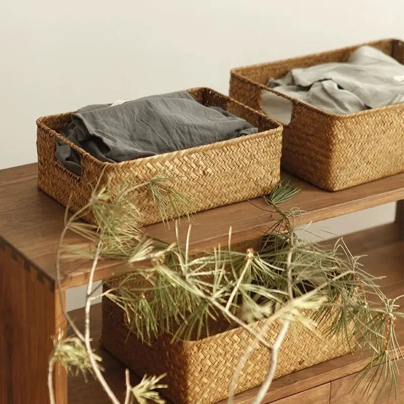 Handwoven Seagrass Basket — Fruit, Bread & Blankets
