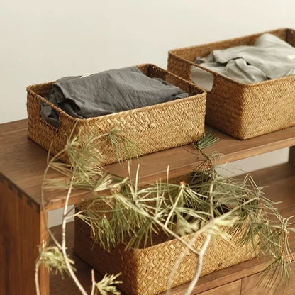 Handwoven Seagrass Basket — Fruit, Bread & Blankets