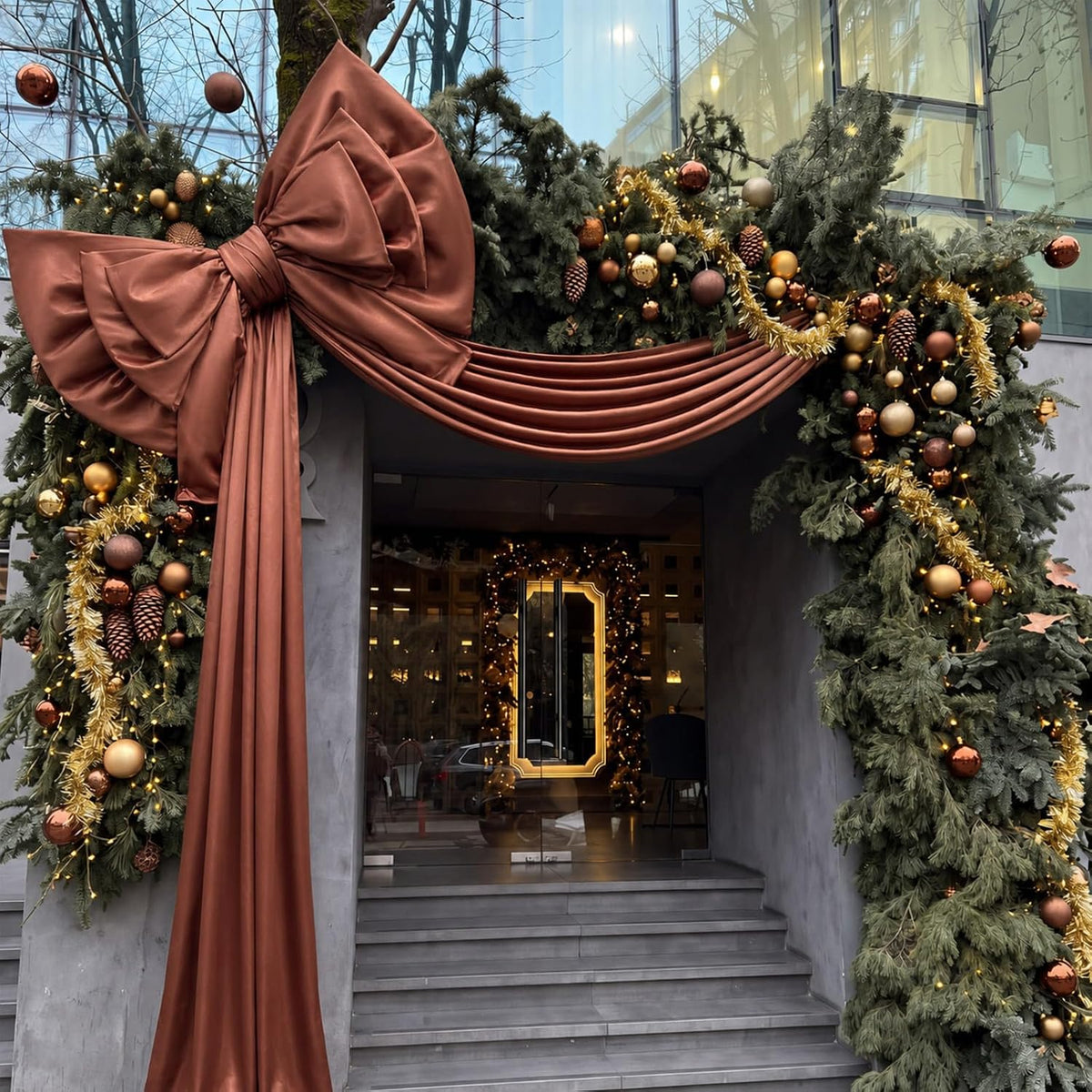 55 X 118 Inch Giant Pink Christmas Bow Outdoor Decor
