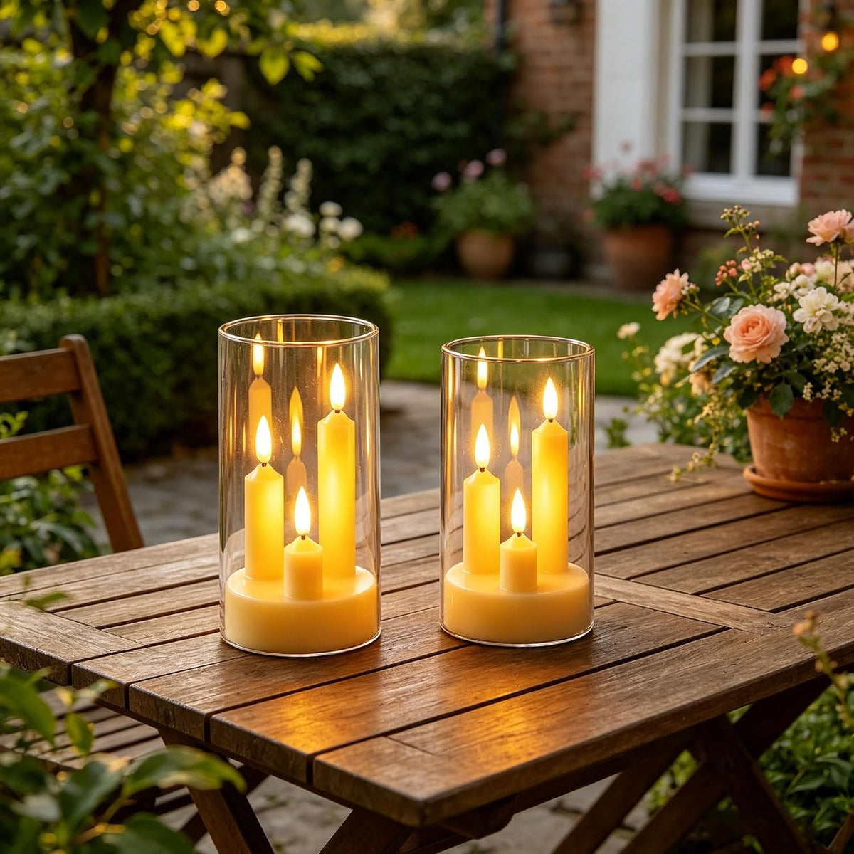 2 Pack Flameless Taper Candles, 3D Realistic Wick LED Taper Candle Lights with Clear Acrylic Cover, Remote Control Battery Operated Flickering Candles for Wedding, Party, Christmas, Home Table Decor.