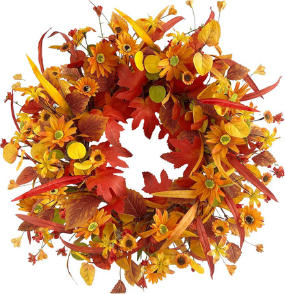 Fall Pumpkin Wreath for Front Door — 20" or 22"