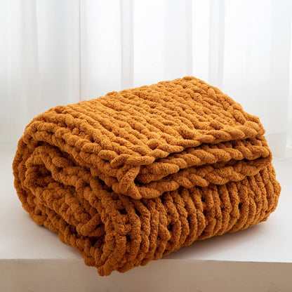 Chunky Knit Blanket Throw for Couch 51"×63" Light Grey