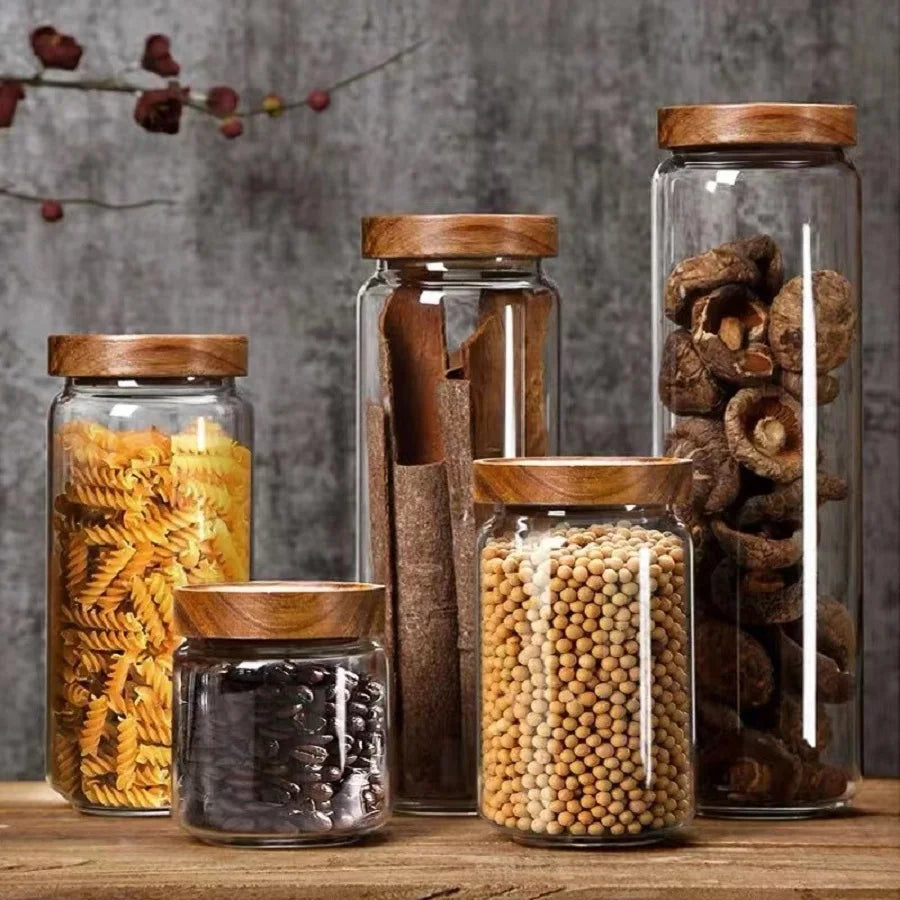 1 PC Small Glass Storage Jars with Airtight Lids