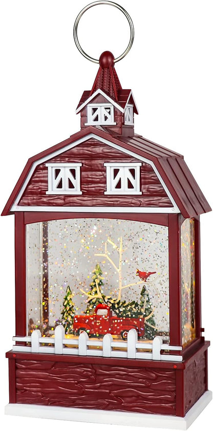 Santa Claus Red Musical Snow Globe Lantern with 6H Timer