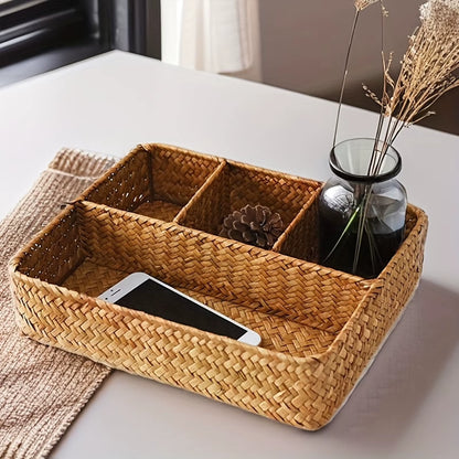 Woven Willow Storage Basket — Four Compartments