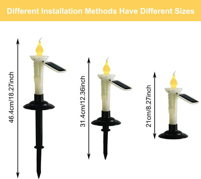 4Pcs Solar Taper Candles with Holders, Waterproof LED Candles Light Rechargeable Tapered Candlesticks with Dusk to Dawn Light Sensor for Outdoor Garden Patio Decor